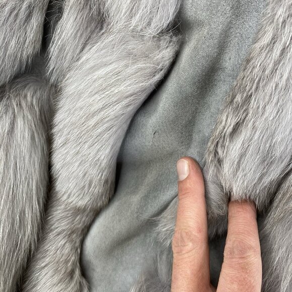 Vintage GRAY FOX FUR & SUEDE LEATHER JACKET Coat size Small Mob Wife 70s 80s - Picture 16 of 16